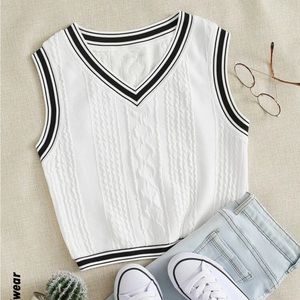 WHITE VARSITY STRIPED VEST